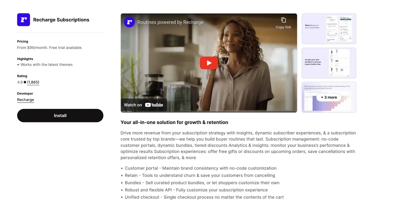 Recharge Shopify app Recharge Shopify app