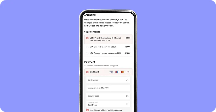 Recheck information before placing the order