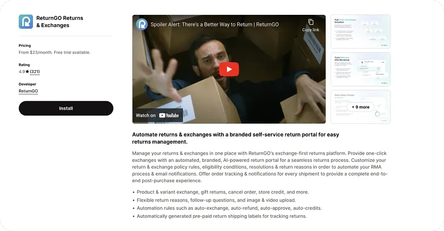 ReturnGo Shopify app