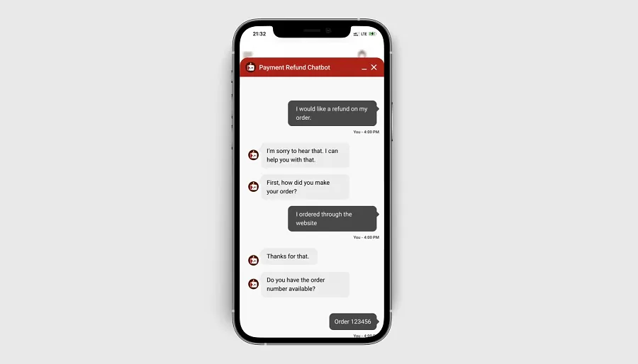 Returns and exchange AI chatbot example