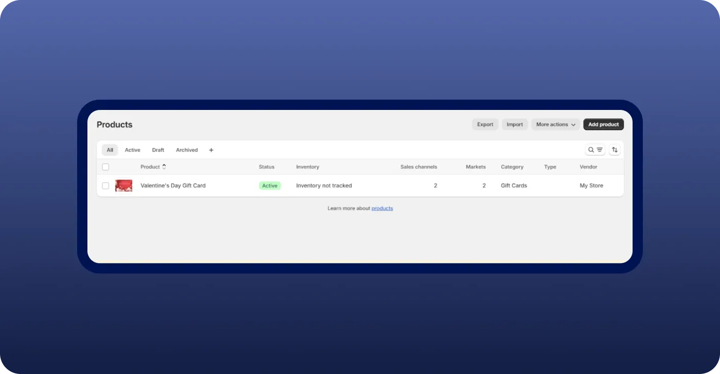 If you want to modify the gift card you just created If you want to modify the gift card you just created