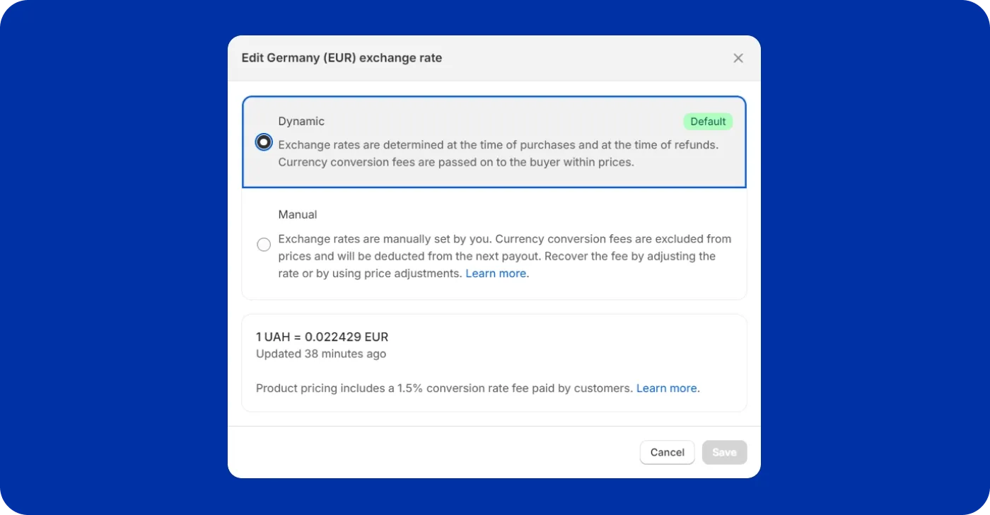 Shopify currency exchange