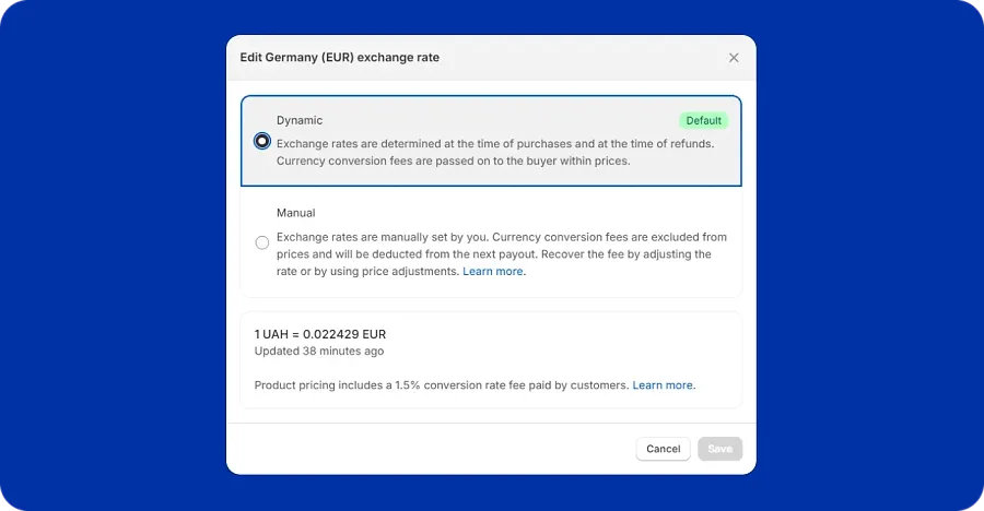 Shopify currency exchange