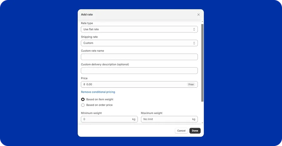 Shopify flat-rate shipping