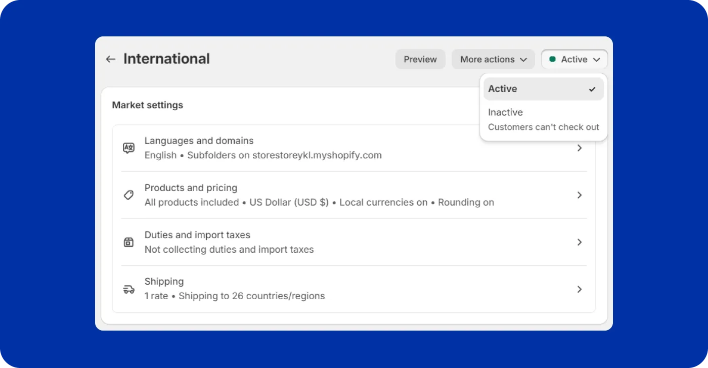 Shopify multiple countries