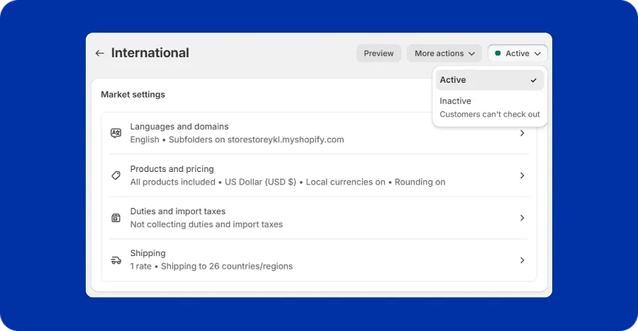Shopify multiple countries