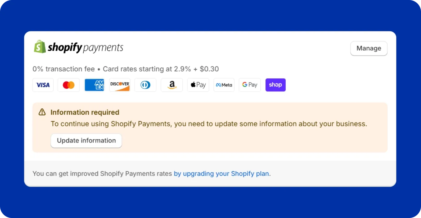 Shopify payment international