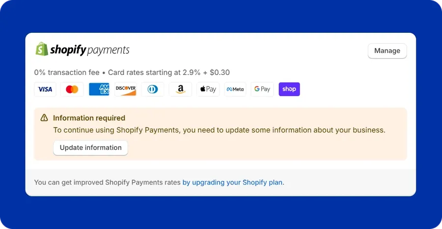 Shopify payment international
