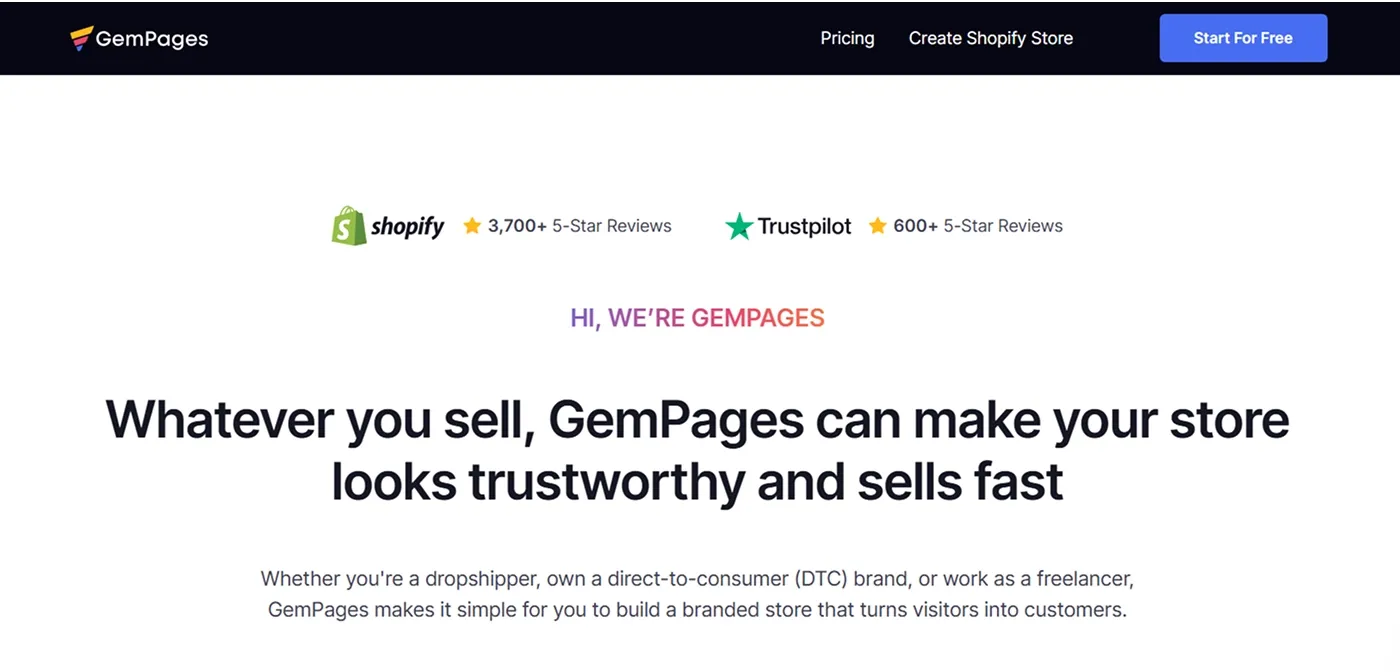 GemPages Landing Page AI website builder