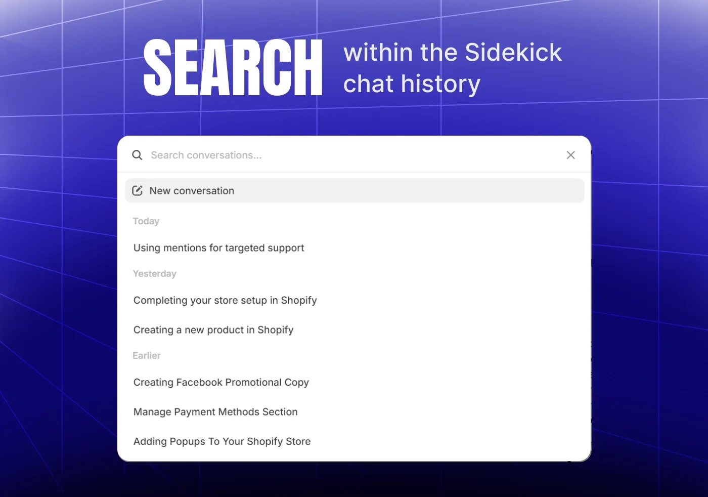 Search within the Sidekick