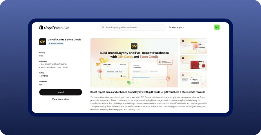 GV: Gift Cards & Store Credit app