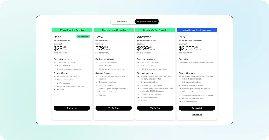 Shopify Plans and pricing overview Shopify Plans and pricing overview
