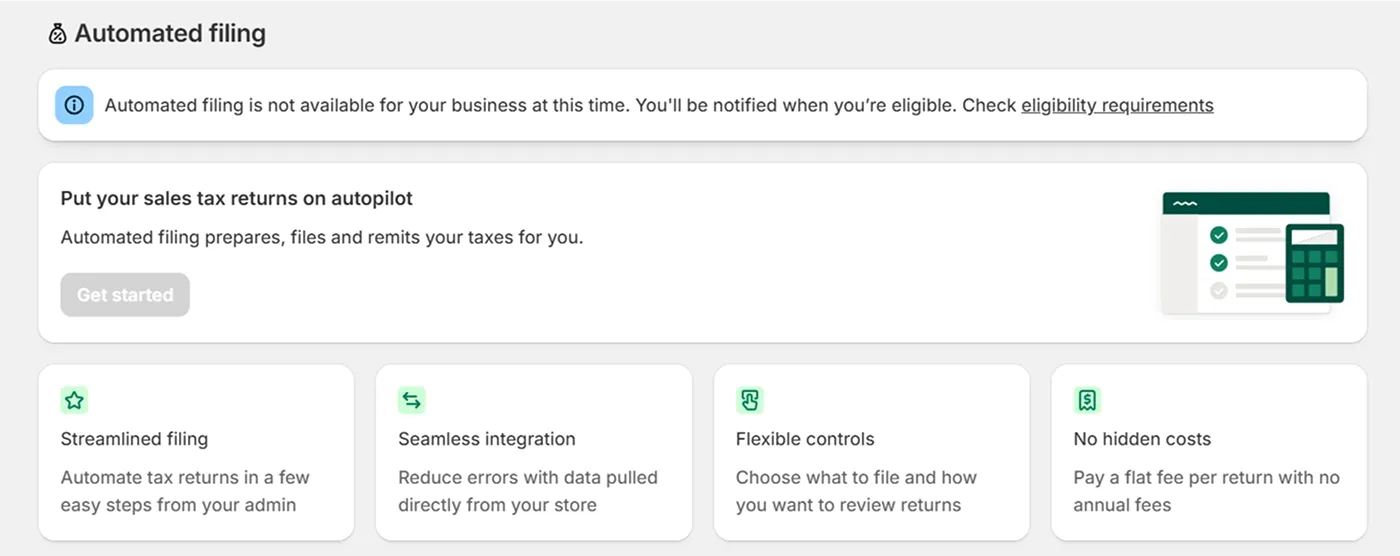 Shopify Tax automated filing