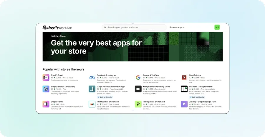 The Shopify App Store features applications to customize the website The Shopify App Store features applications to customize the website