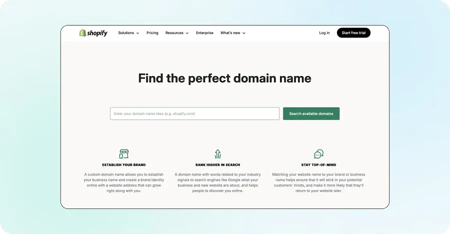 Upon registering with Shopify, users receive a free domain Upon registering with Shopify, users receive a free domain