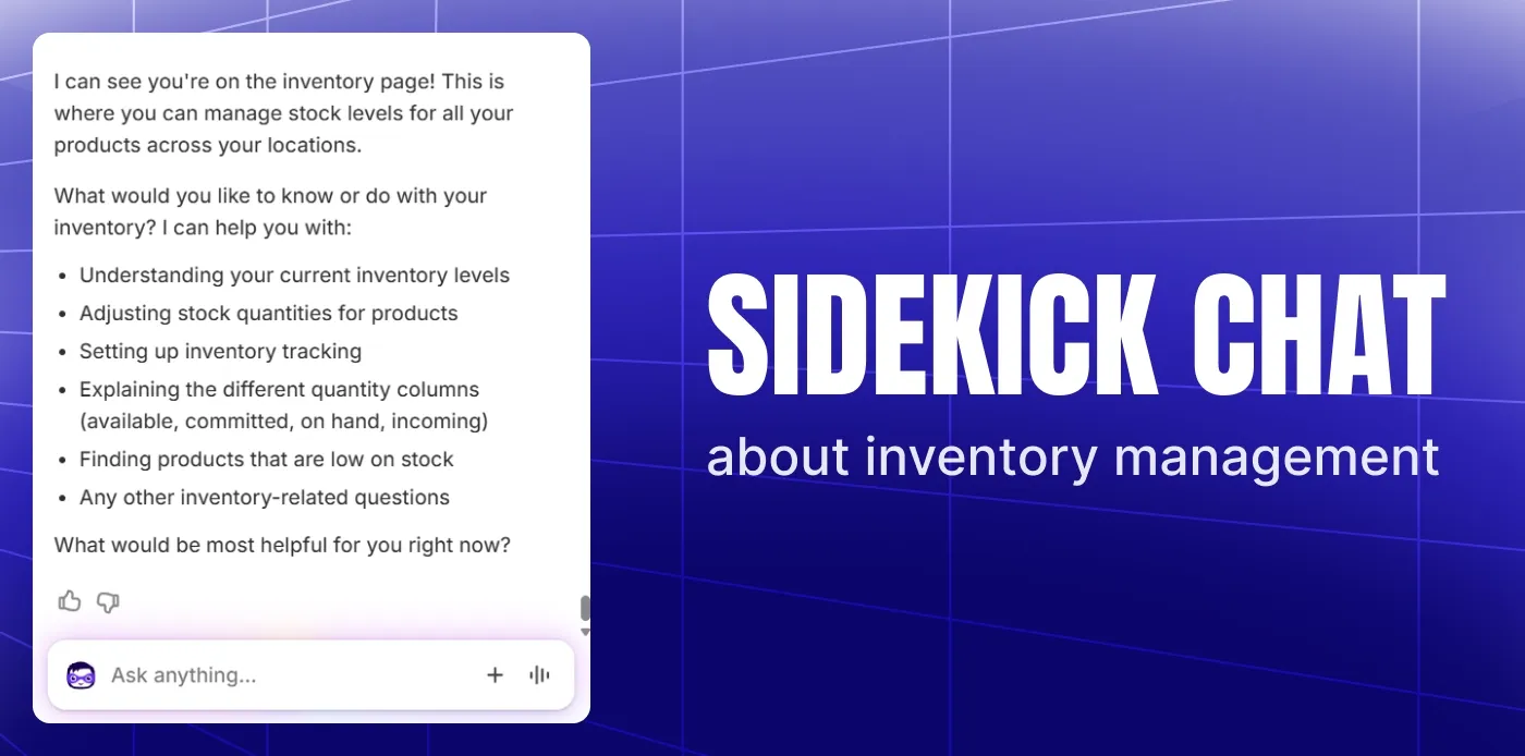 Sidekick chat about inventory management
