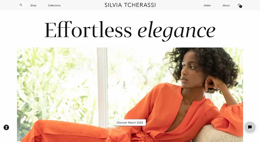 Example of the simplicity in e-commerce website: Silvia Tcherassi