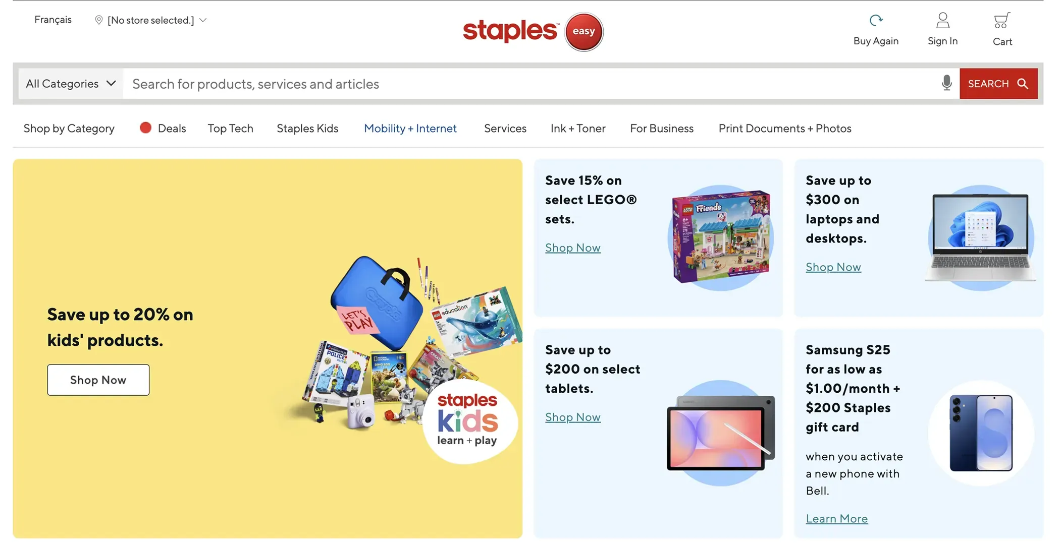 Staples Canada - Office supplies B2B Shopify store