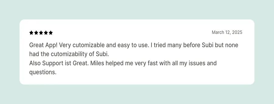 Subi review