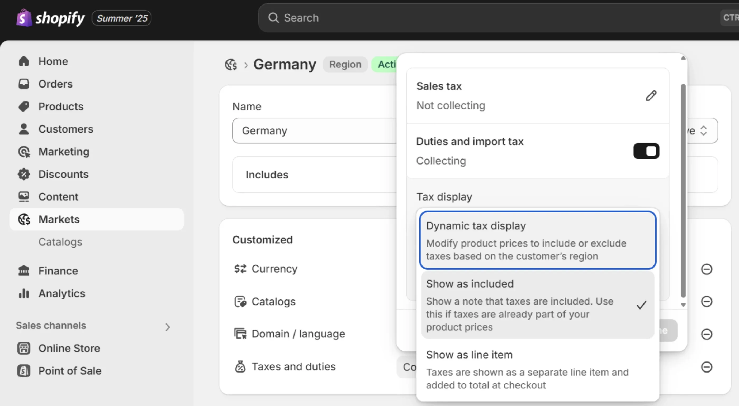 Tax and duty customization for B2B