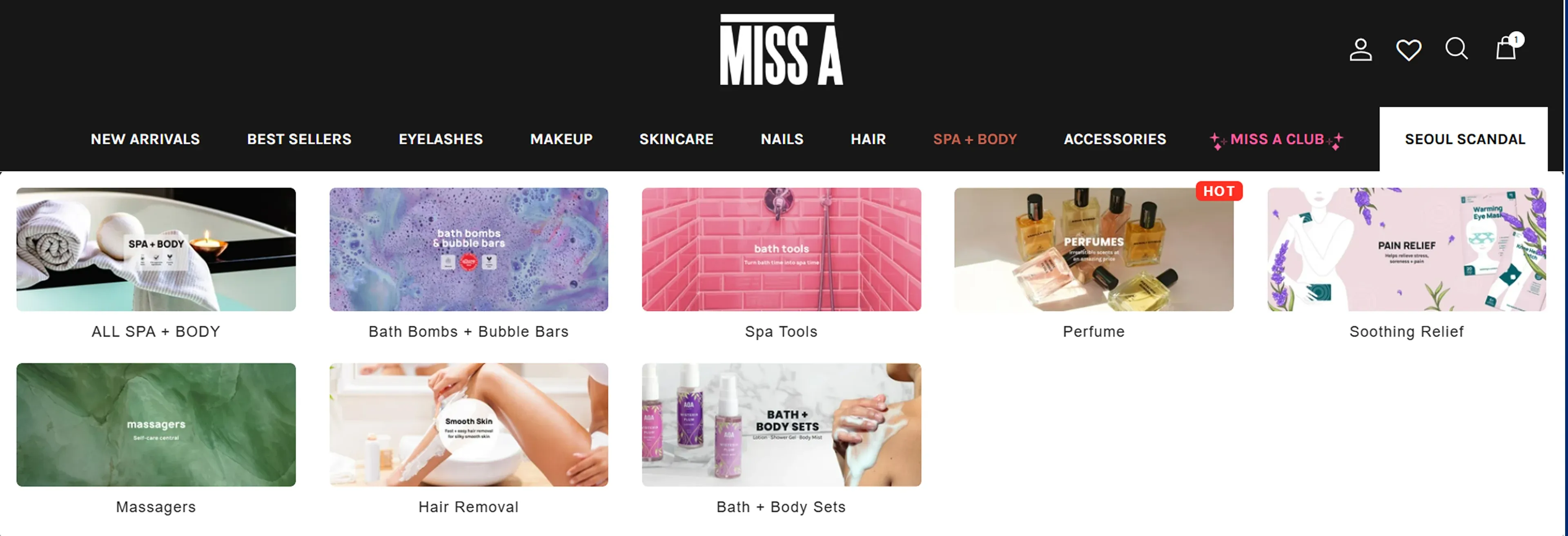 The menu drop-down list