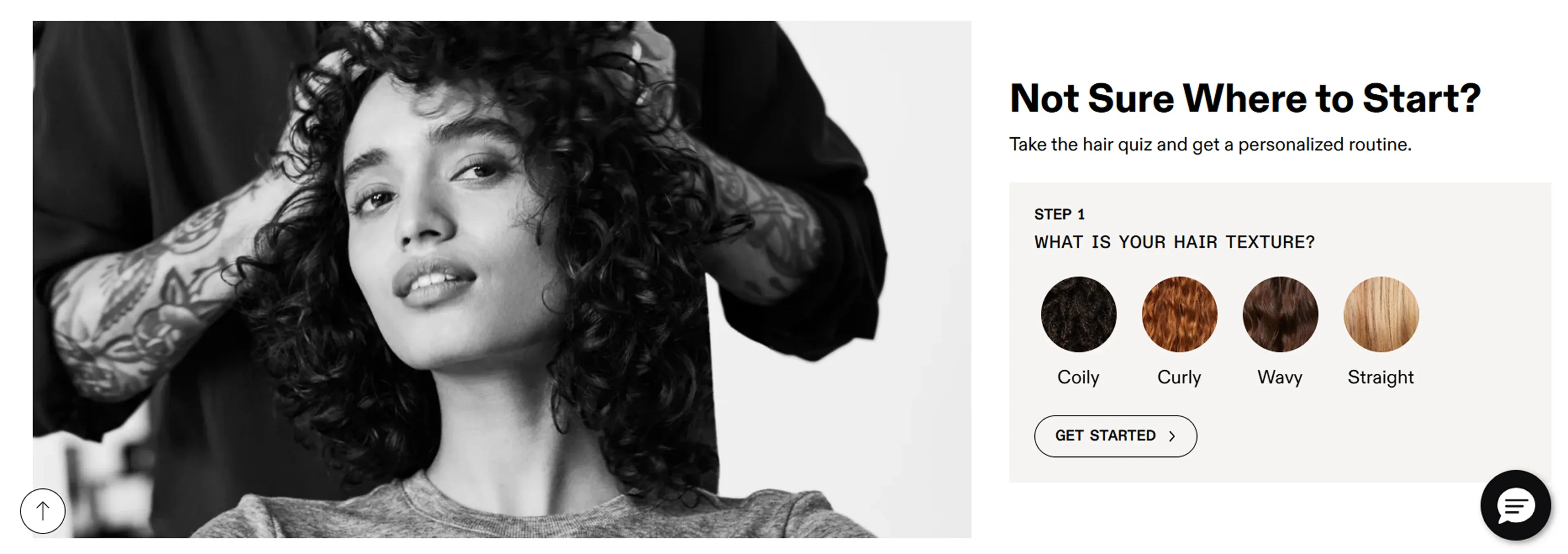 The quiz section for new customers