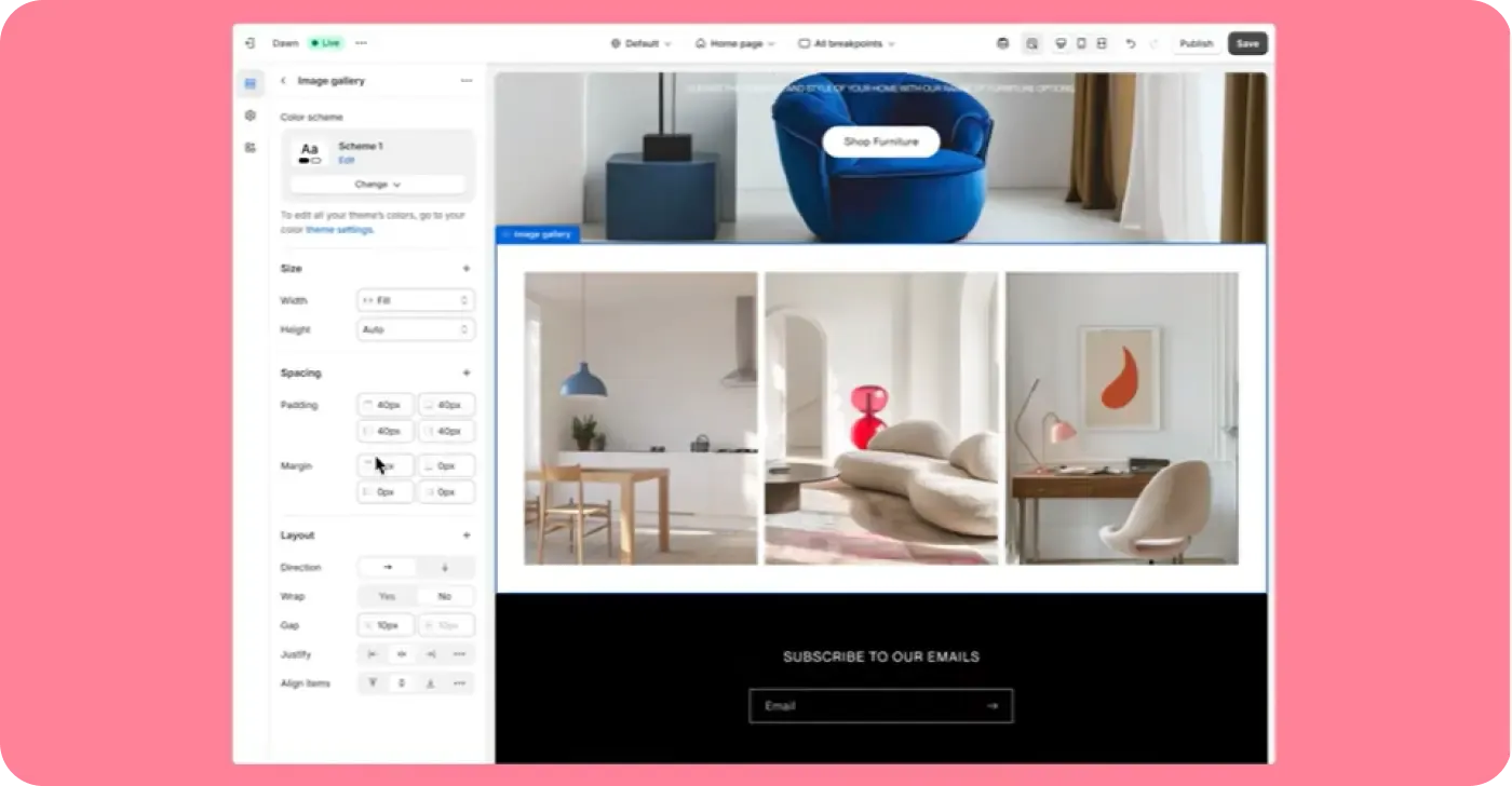 Theme style settings