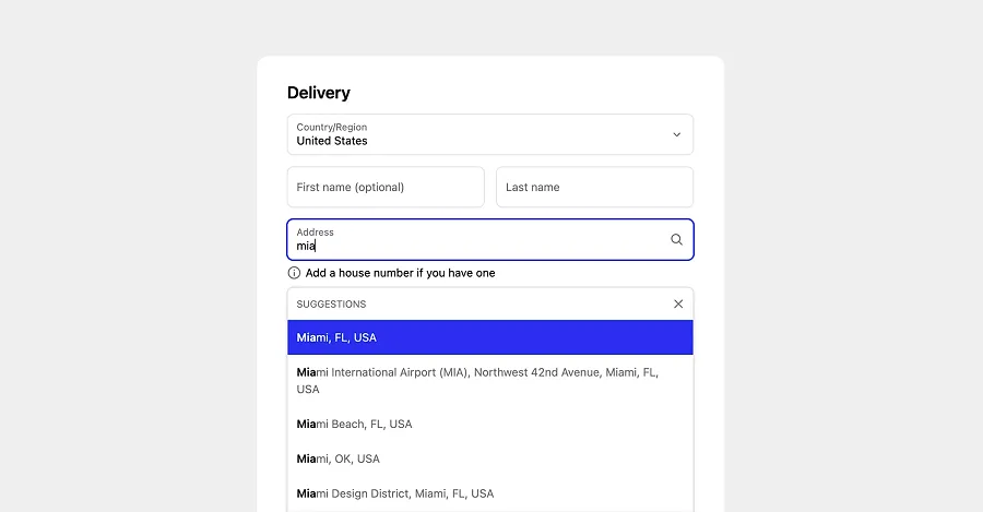 Use address autocomplete