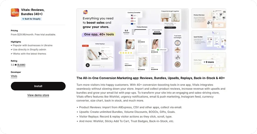 Vitals - all-in-one conversion marketing app