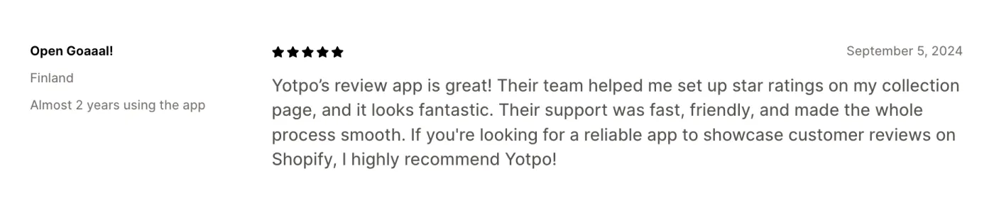 Yotpo feedback Yotpo feedback