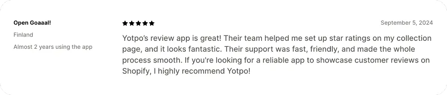 Yotpo feedback