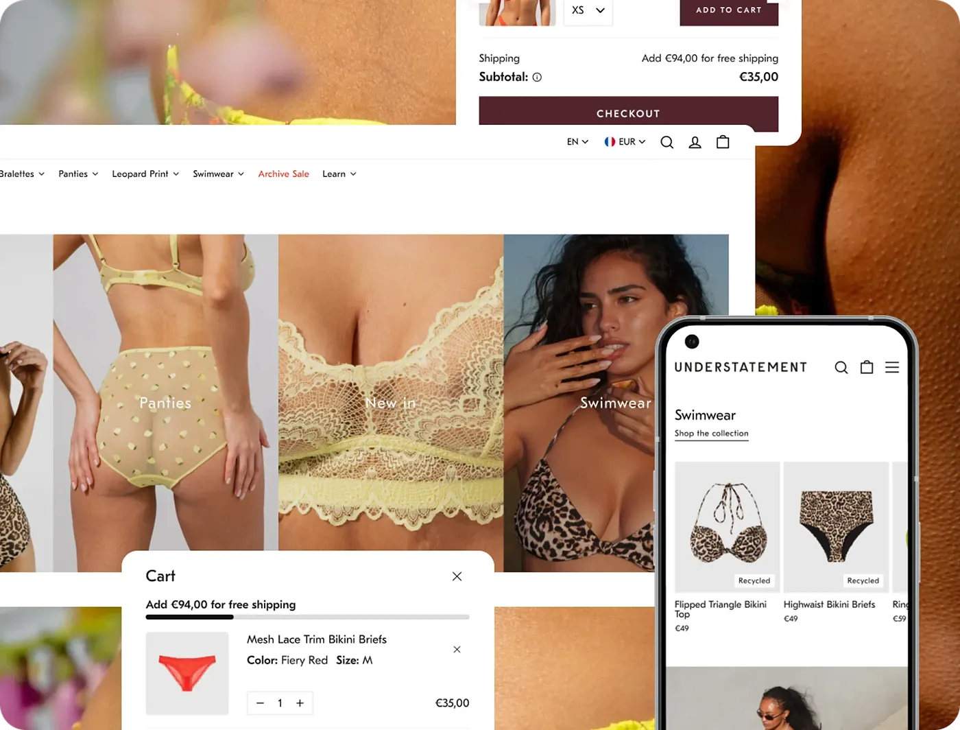 Fashion apparel website features